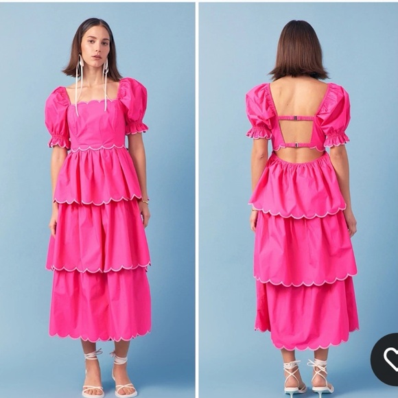 English Factory Dresses & Skirts - English Factory Fuchsia Scallop Dress